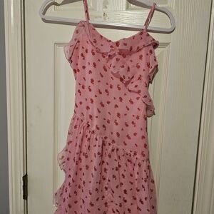Abercrombie & Fitch Pink Dress with Red Floral Accents